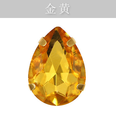 Direct supply of gold-backed waterdrop glass claw rhinestones, bridal dresses, apparel, crystal jewelry, accessories, and multi-color waterdrop claw rhinestones