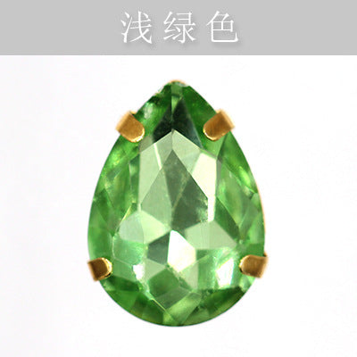 Direct supply of gold-backed waterdrop glass claw rhinestones, bridal dresses, apparel, crystal jewelry, accessories, and multi-color waterdrop claw rhinestones