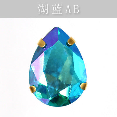 Direct supply of gold-backed waterdrop glass claw rhinestones, bridal dresses, apparel, crystal jewelry, accessories, and multi-color waterdrop claw rhinestones