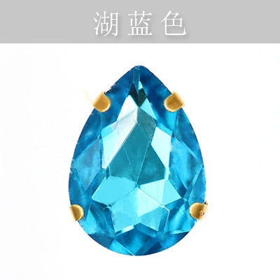 Direct supply of gold-backed waterdrop glass claw rhinestones, bridal dresses, apparel, crystal jewelry, accessories, and multi-color waterdrop claw rhinestones