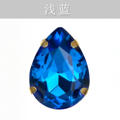 Direct supply of gold-backed waterdrop glass claw rhinestones, bridal dresses, apparel, crystal jewelry, accessories, and multi-color waterdrop claw rhinestones