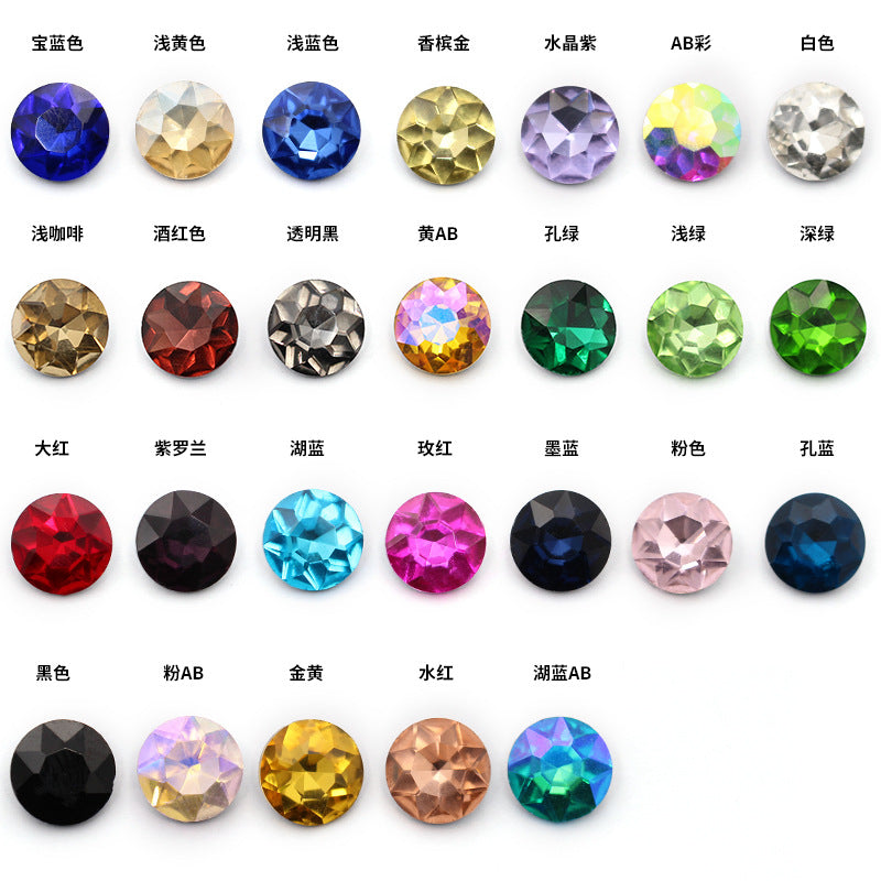 Pointed base round gemstone flower rhinestone phone case diamond material clothing accessories jewelry decoration irregular pointed base nail diamond