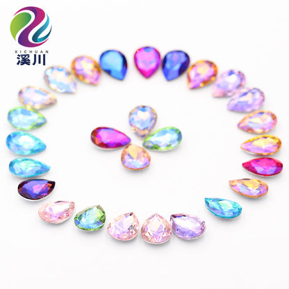Crystal drop diamond colorful AB glass diamond special-shaped pointed bottom diamond DIY sticker diamond hair accessories materials