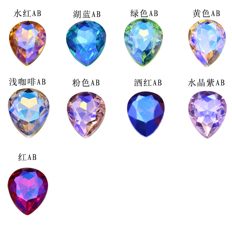Crystal drop diamond colorful AB glass diamond special-shaped pointed bottom diamond DIY sticker diamond hair accessories materials