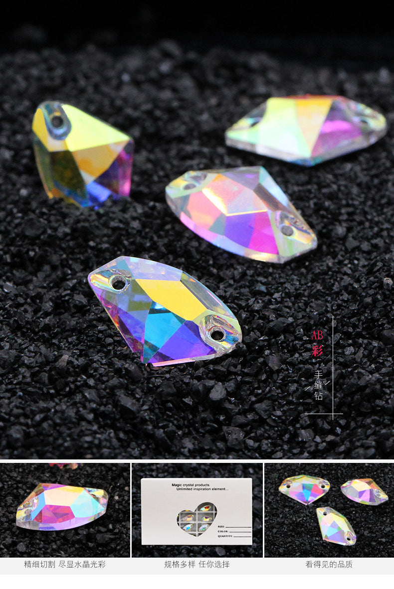 Axe Flat Buckle - Flat Bottom Special-Shaped Hand-Sewn Rhinestones Real Silver Plating Shoe Accessories Luggage Clothing