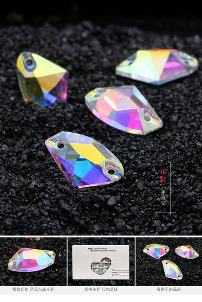 Axe Flat Buckle - Flat Bottom Special-Shaped Hand-Sewn Rhinestones Real Silver Plating Shoe Accessories Luggage Clothing