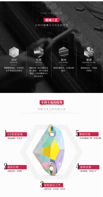 Axe Flat Buckle - Flat Bottom Special-Shaped Hand-Sewn Rhinestones Real Silver Plating Shoe Accessories Luggage Clothing