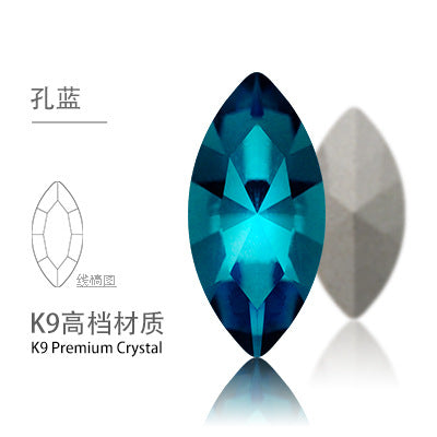 Cross-border Internet celebrity K9 diamond-shaped diamond pointed bottom, special-shaped marquise crystal diamond earrings, necklace accessories, nail art, sparkling diamonds