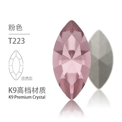 Cross-border Internet celebrity K9 diamond-shaped diamond pointed bottom, special-shaped marquise crystal diamond earrings, necklace accessories, nail art, sparkling diamonds