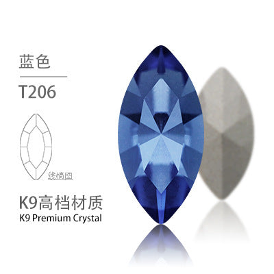 Cross-border Internet celebrity K9 diamond-shaped diamond pointed bottom, special-shaped marquise crystal diamond earrings, necklace accessories, nail art, sparkling diamonds