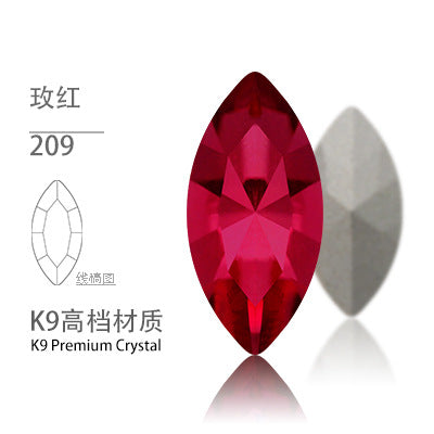 Cross-border Internet celebrity K9 diamond-shaped diamond pointed bottom, special-shaped marquise crystal diamond earrings, necklace accessories, nail art, sparkling diamonds