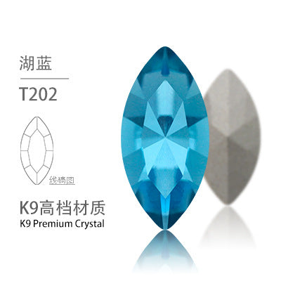Cross-border Internet celebrity K9 diamond-shaped diamond pointed bottom, special-shaped marquise crystal diamond earrings, necklace accessories, nail art, sparkling diamonds
