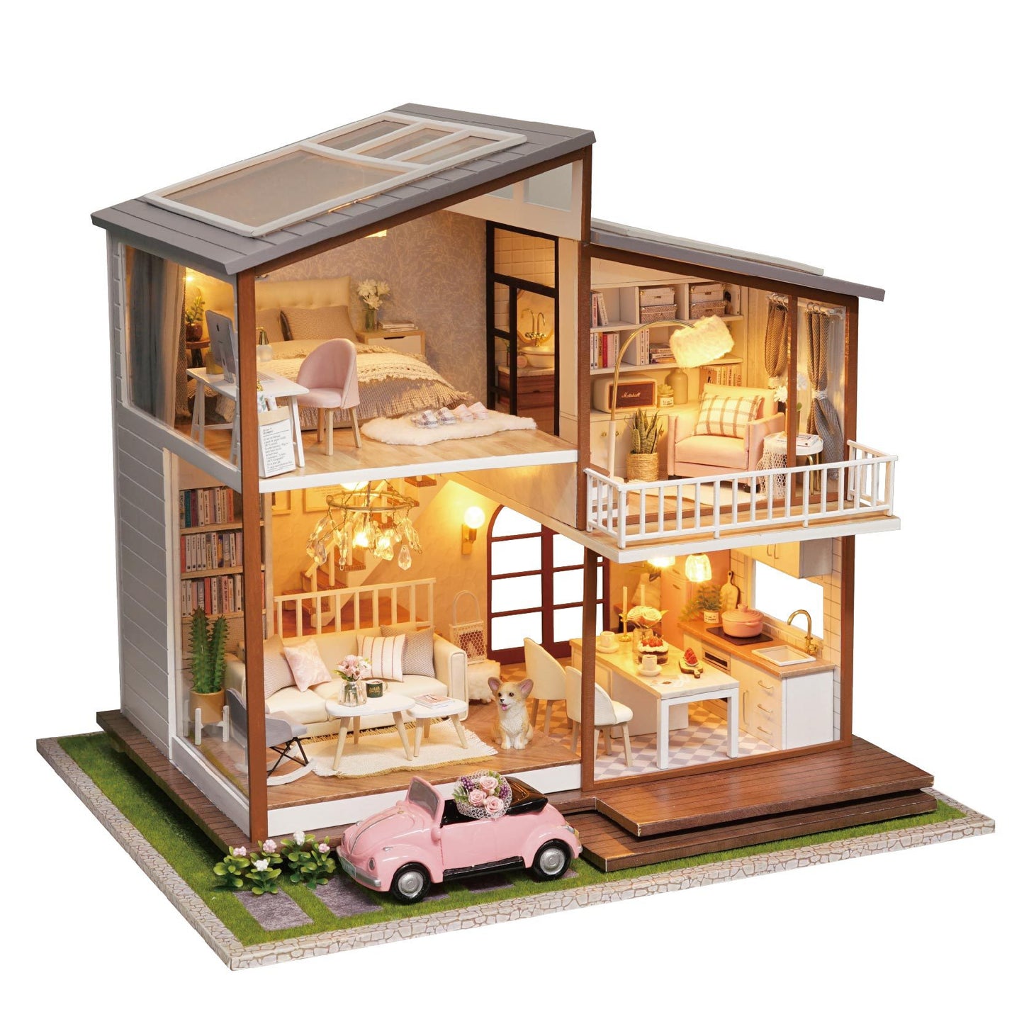 Smart Fun House DIY Cottage Slow Time Wooden Assembly Villa Loft Model Cottage Creative DIY Handmade Gifts