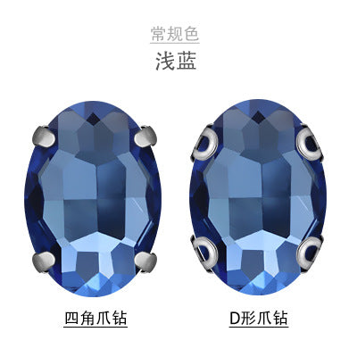 Oval Crystal Claw Rhinestones - Glass Hand-Stitch Headband Wedding Dress Accessories