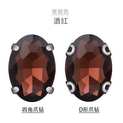 Oval Crystal Claw Rhinestones - Glass Hand-Stitch Headband Wedding Dress Accessories