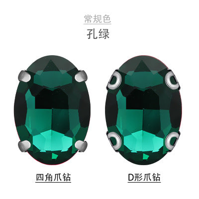 Oval Crystal Claw Rhinestones - Glass Hand-Stitch Headband Wedding Dress Accessories