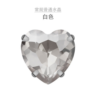Heart Crystal Claw Rhinestones with Holes - Glass Hand-Sewn Wedding Dress Event Accessories