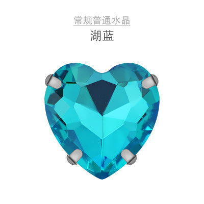 Heart Crystal Claw Rhinestones with Holes - Glass Hand-Sewn Wedding Dress Event Accessories