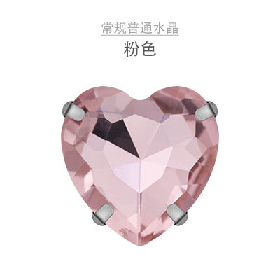 Heart Crystal Claw Rhinestones with Holes - Glass Hand-Sewn Wedding Dress Event Accessories
