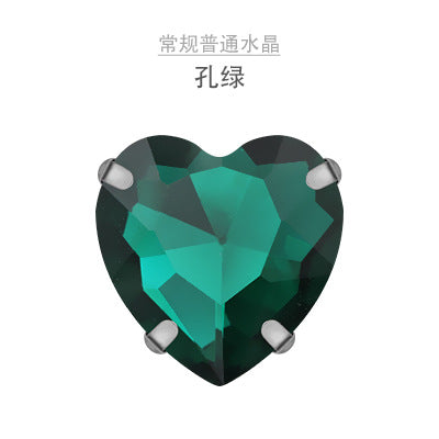 Heart Crystal Claw Rhinestones with Holes - Glass Hand-Sewn Wedding Dress Event Accessories