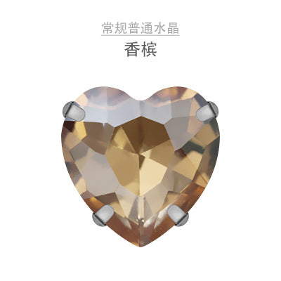 Heart Crystal Claw Rhinestones with Holes - Glass Hand-Sewn Wedding Dress Event Accessories