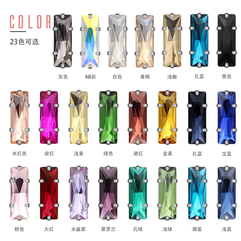 Xichuan Straight Long Claw Rhinestone Glass Hand-Stitched Diamond DIY Accessories Shoe Bag Handmade Materials White K with Claw Diamond