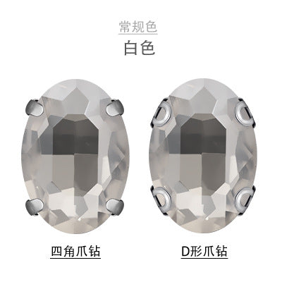 Oval Crystal Claw Rhinestones - Glass Hand-Stitch Headband Wedding Dress Accessories