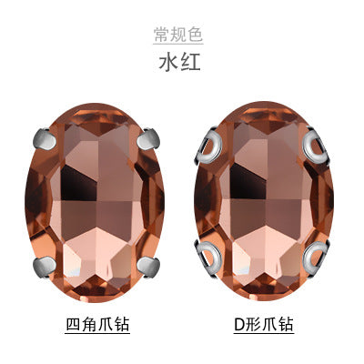 Oval Crystal Claw Rhinestones - Glass Hand-Stitch Headband Wedding Dress Accessories
