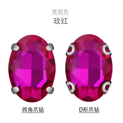 Oval Crystal Claw Rhinestones - Glass Hand-Stitch Headband Wedding Dress Accessories