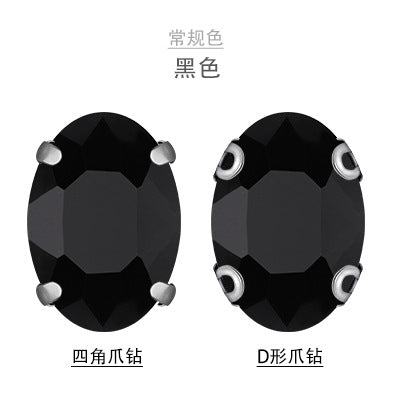 Oval Crystal Claw Rhinestones - Glass Hand-Stitch Headband Wedding Dress Accessories