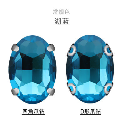 Oval Crystal Claw Rhinestones - Glass Hand-Stitch Headband Wedding Dress Accessories