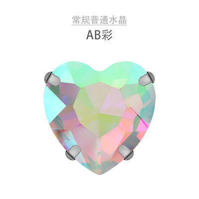 Heart Crystal Claw Rhinestones with Holes - Glass Hand-Sewn Wedding Dress Event Accessories