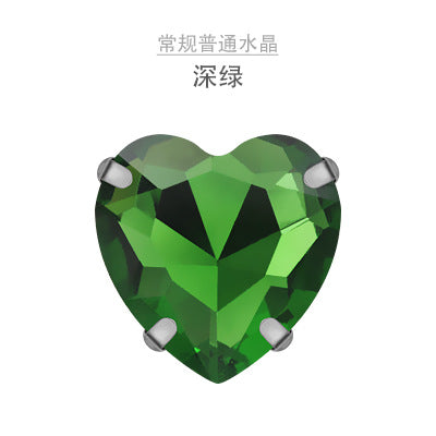 Heart Crystal Claw Rhinestones with Holes - Glass Hand-Sewn Wedding Dress Event Accessories