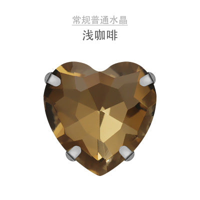 Heart Crystal Claw Rhinestones with Holes - Glass Hand-Sewn Wedding Dress Event Accessories