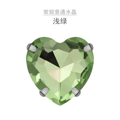 Heart Crystal Claw Rhinestones with Holes - Glass Hand-Sewn Wedding Dress Event Accessories