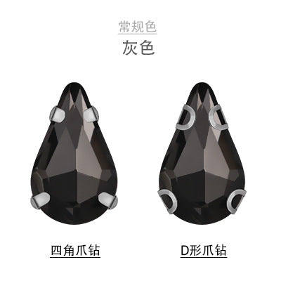 Long Drop Teardrop Crystal Claw Rhinestones - Glass Hand-Stitch Wedding Dress Earring Necklace Jewelry