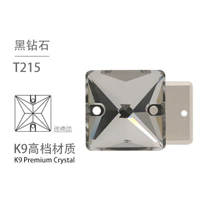 K9 Square Flat Sewn Diamond - Scratch-Resistant Shoe Accessories Luggage Clothing Flat Buckle Crystal Double Hole Rhinestones