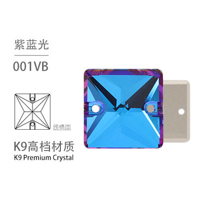 K9 Square Flat Sewn Diamond - Scratch-Resistant Shoe Accessories Luggage Clothing Flat Buckle Crystal Double Hole Rhinestones