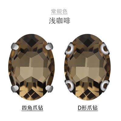 Oval Crystal Claw Rhinestones - Glass Hand-Stitch Headband Wedding Dress Accessories