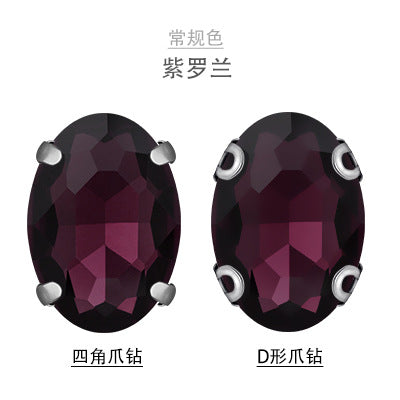 Oval Crystal Claw Rhinestones - Glass Hand-Stitch Headband Wedding Dress Accessories
