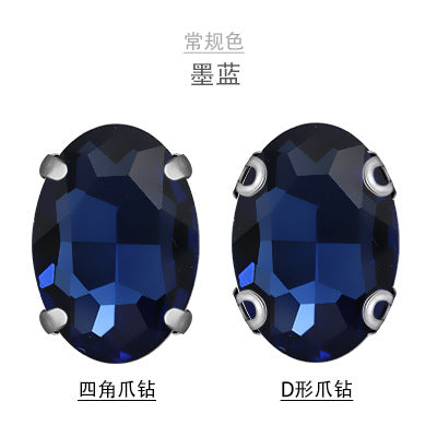 Oval Crystal Claw Rhinestones - Glass Hand-Stitch Headband Wedding Dress Accessories