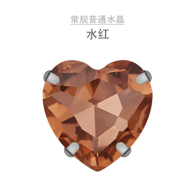 Heart Crystal Claw Rhinestones with Holes - Glass Hand-Sewn Wedding Dress Event Accessories