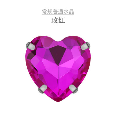 Heart Crystal Claw Rhinestones with Holes - Glass Hand-Sewn Wedding Dress Event Accessories