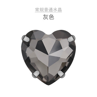 Heart Crystal Claw Rhinestones with Holes - Glass Hand-Sewn Wedding Dress Event Accessories