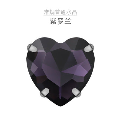 Heart Crystal Claw Rhinestones with Holes - Glass Hand-Sewn Wedding Dress Event Accessories