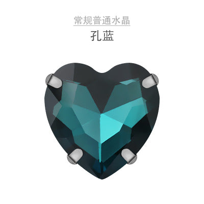 Heart Crystal Claw Rhinestones with Holes - Glass Hand-Sewn Wedding Dress Event Accessories