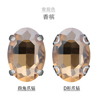 Oval Crystal Claw Rhinestones - Glass Hand-Stitch Headband Wedding Dress Accessories