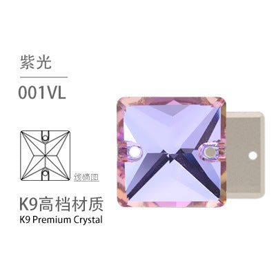 K9 Square Flat Sewn Diamond - Scratch-Resistant Shoe Accessories Luggage Clothing Flat Buckle Crystal Double Hole Rhinestones