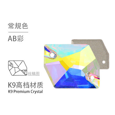 Flat Bottom Double Hole Special-Shaped Diamond - Super Flash AB Color Hand-Stitched Shoe Clothing Accessories