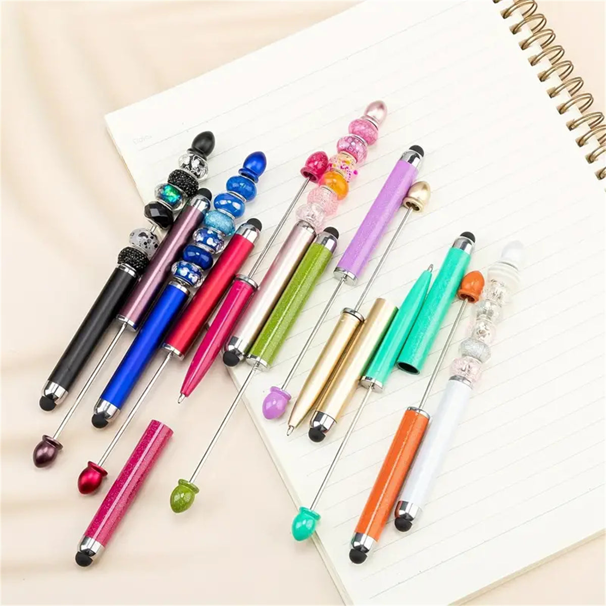 DIY touch screen ballpoint pen plastic beaded ballpoint pen wholesale multicolor cap ballpoint pen